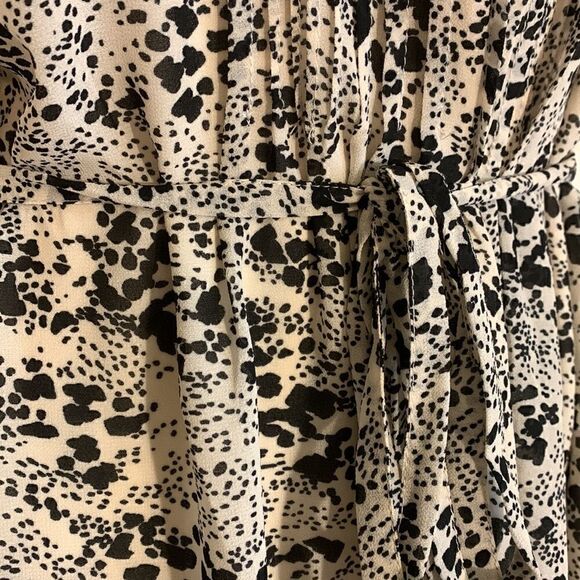 H&M, dress, sleeveless, open neck, button down, midi, ruffle front, tie waist - Picture 2 of 12